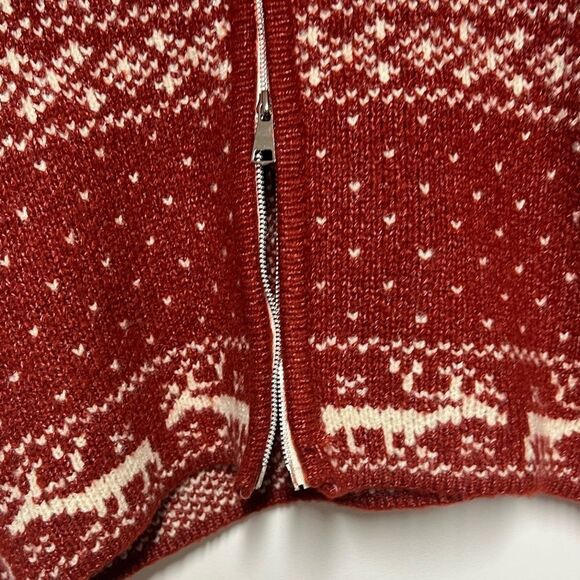 New Handmade Nordic Fair Isle Cropped Cardigan Two way zipper Sz L - Picture 6 of 6